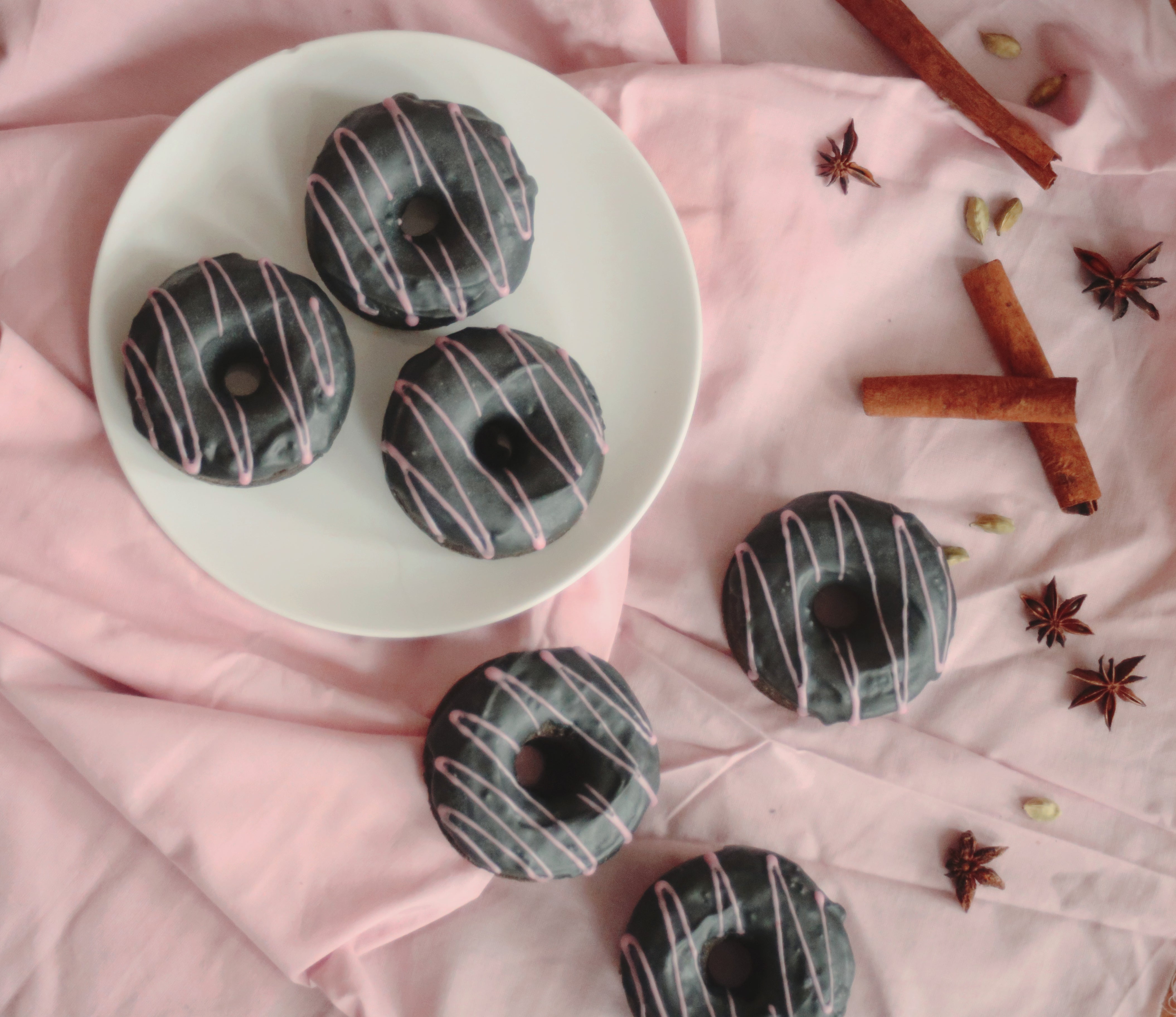 AGNES MWAKATUMA | chai, hazelnut and activated charcoal donuts (gfo)